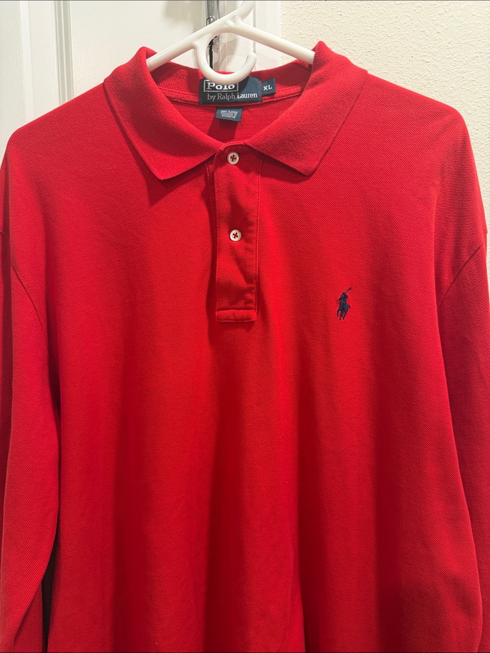 Polo by Ralph Lauren Long Sleeve Polo Shirt - Red - Size XL